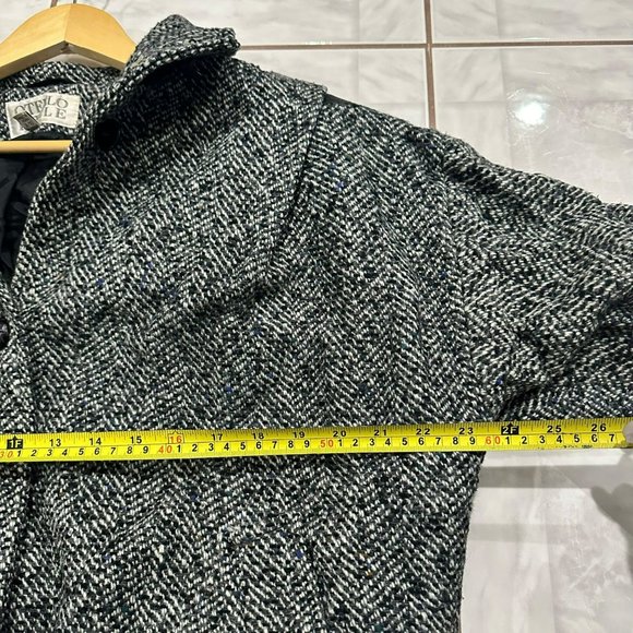 Vintage Otello Pelle Bomber Jacket Womens Size Medium Gray Wool Blend Mock Coat - Picture 11 of 15